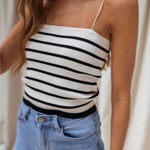 Easy Clothes Chic Striped Black and White Camisole Size S/M NWOT